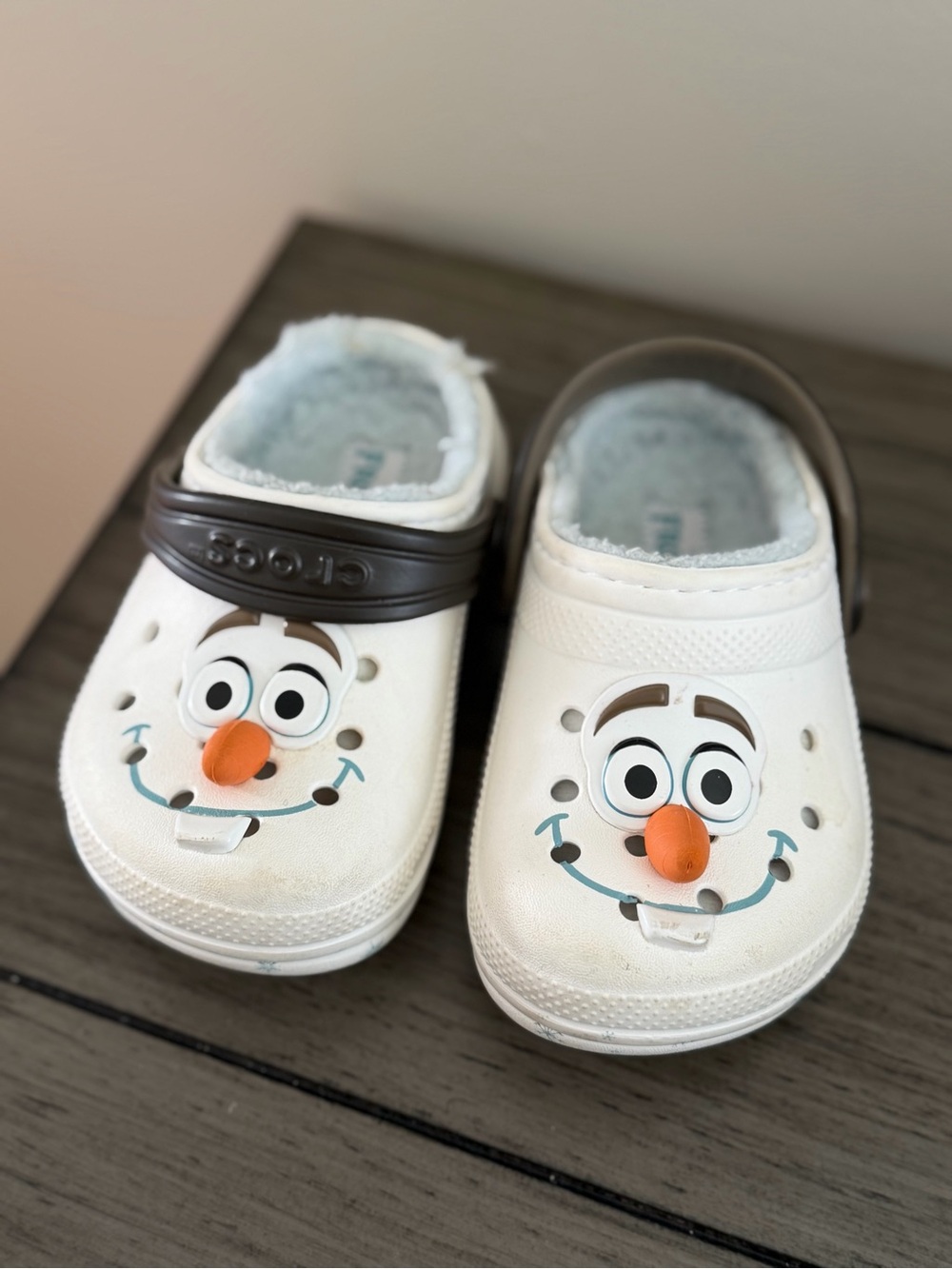 CROCS Kids White Clog Sandals with Orange Nose Detail